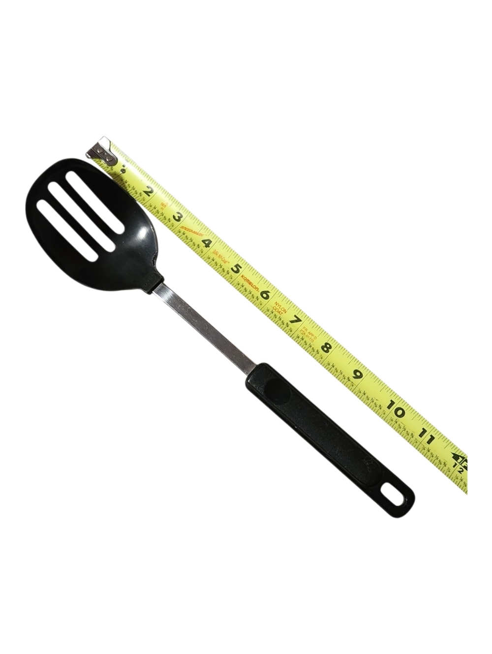 Vintage Ekco Black Nylon Slotted Spoon Utensil Stainless Steel Handle 12" USA